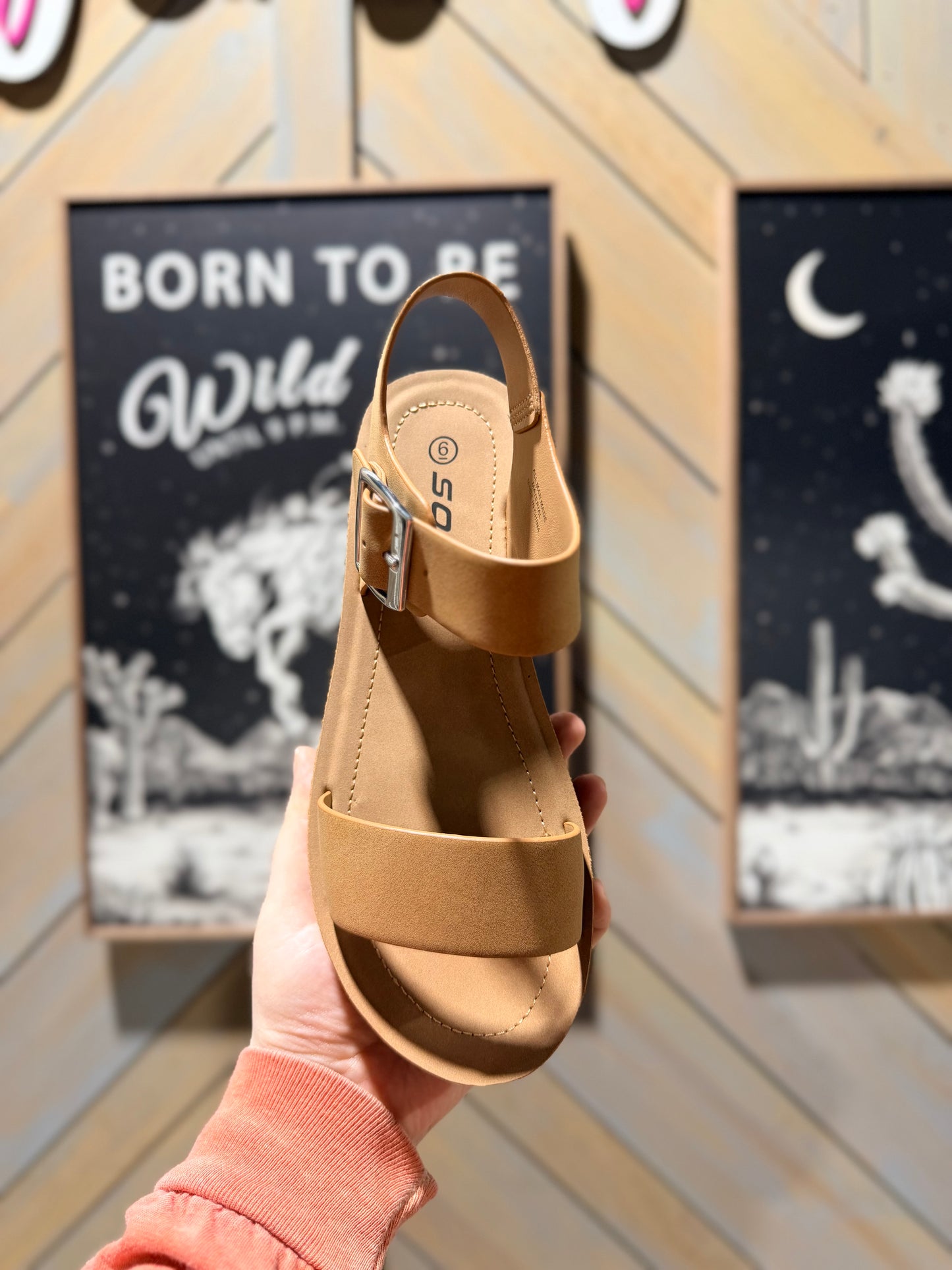 Tan Delaney Buckle Platform Sandals
