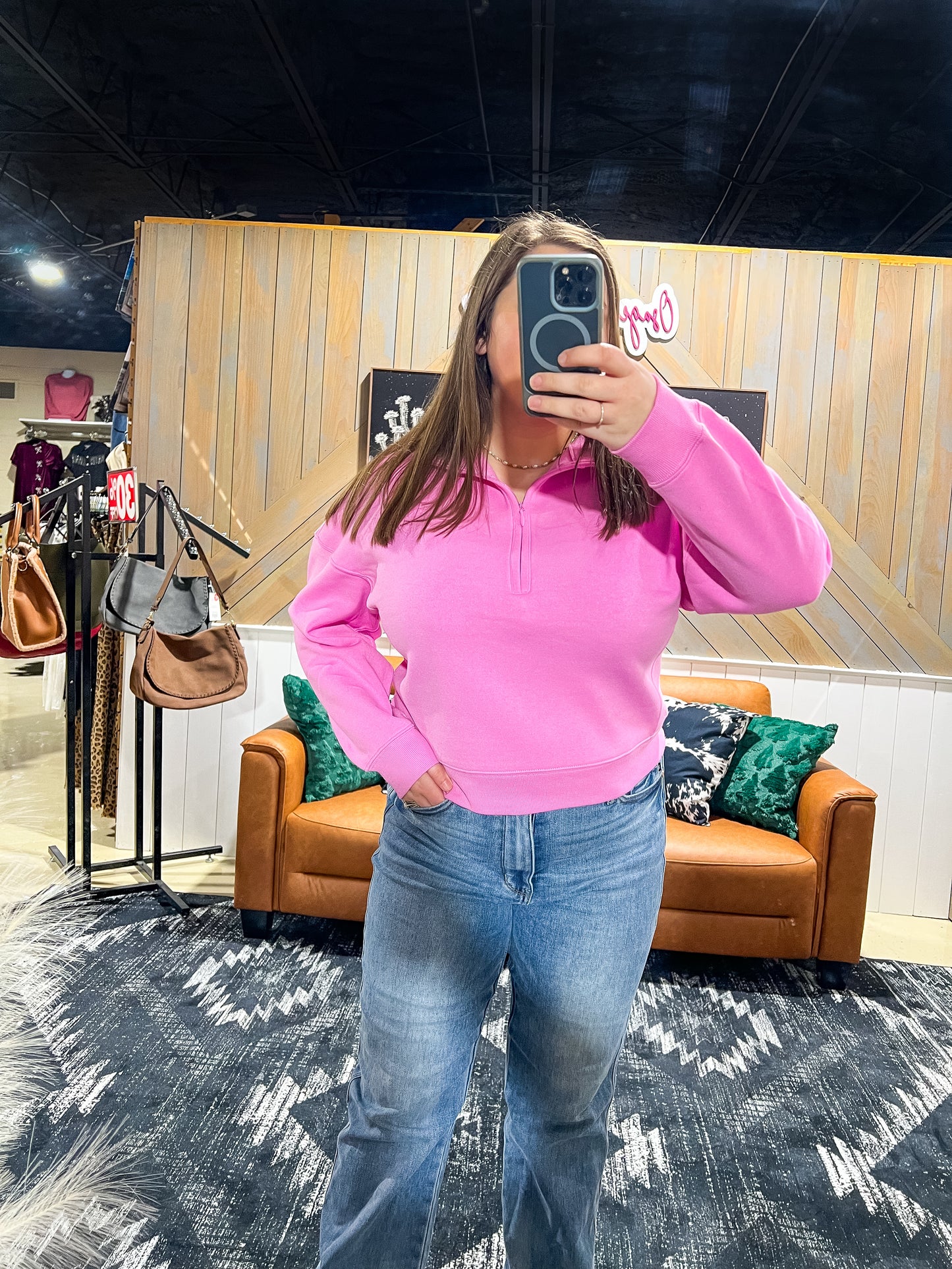 Candy Pink Half Zip Pullover