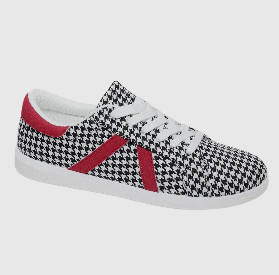 Pop of Red Houndstooth Sneakers