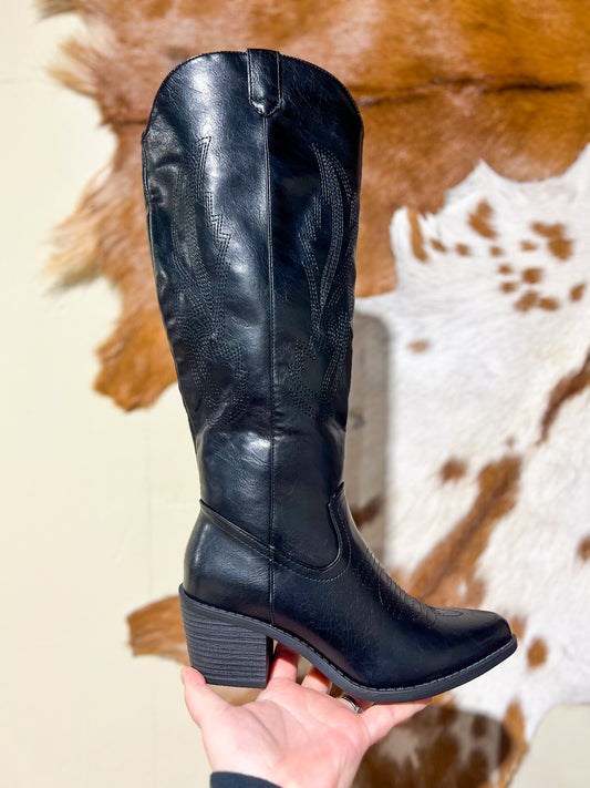 Shania Black Tall Boots