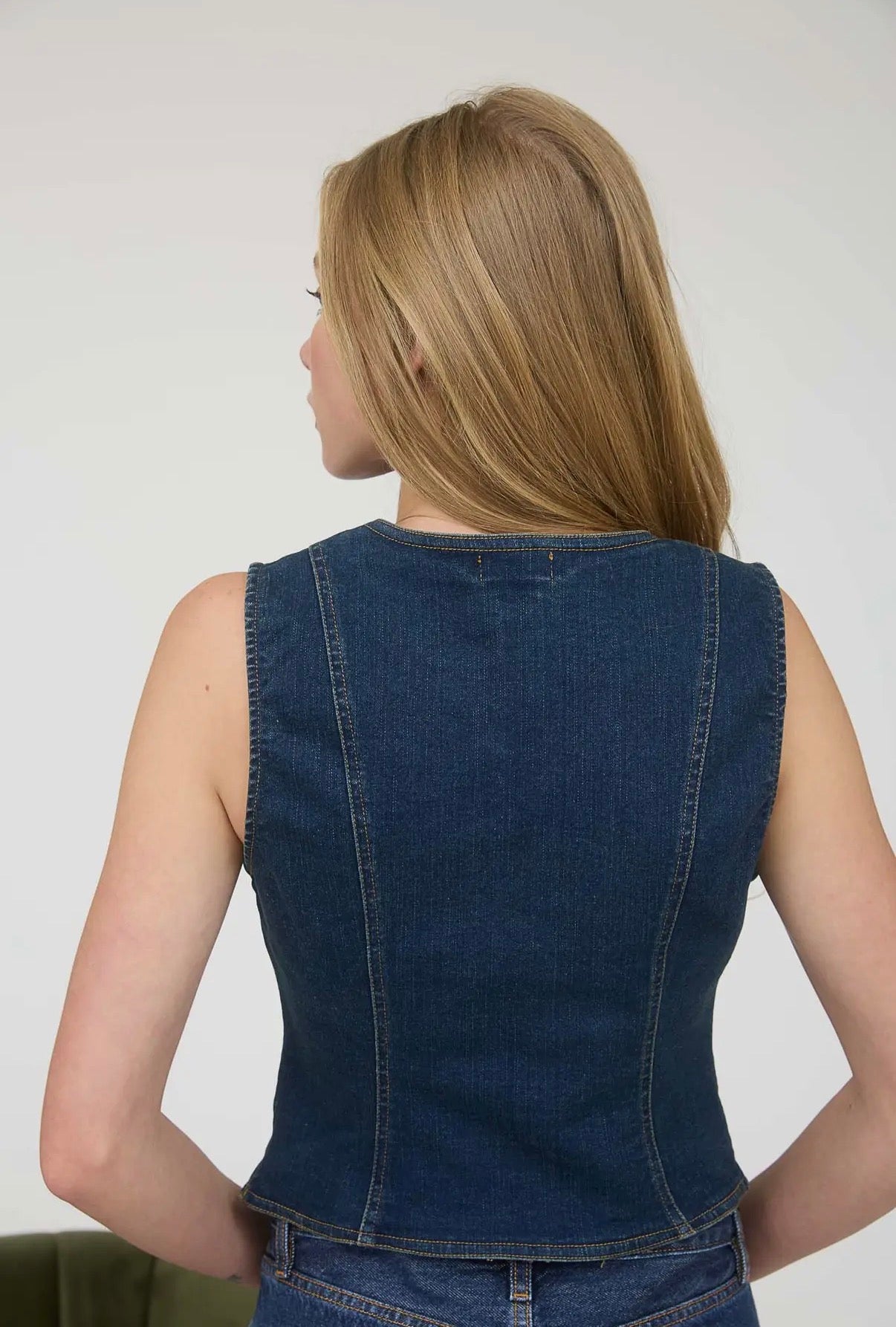 Dark Wash Button Down Denim Vest
