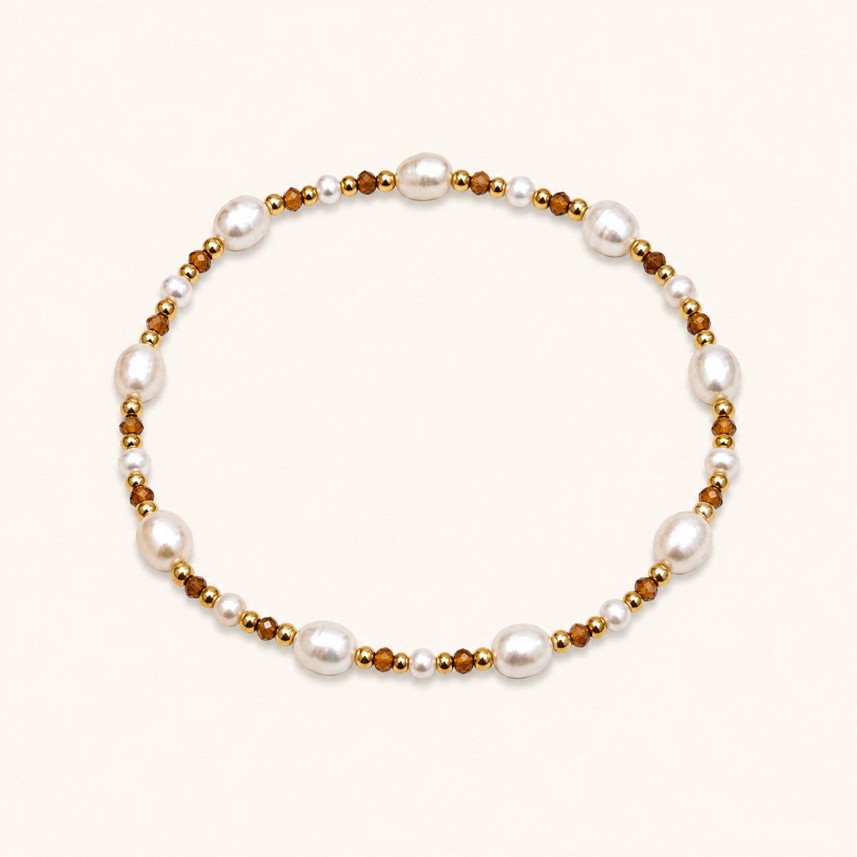 Jackie Pearl Brown Bead Bracelet