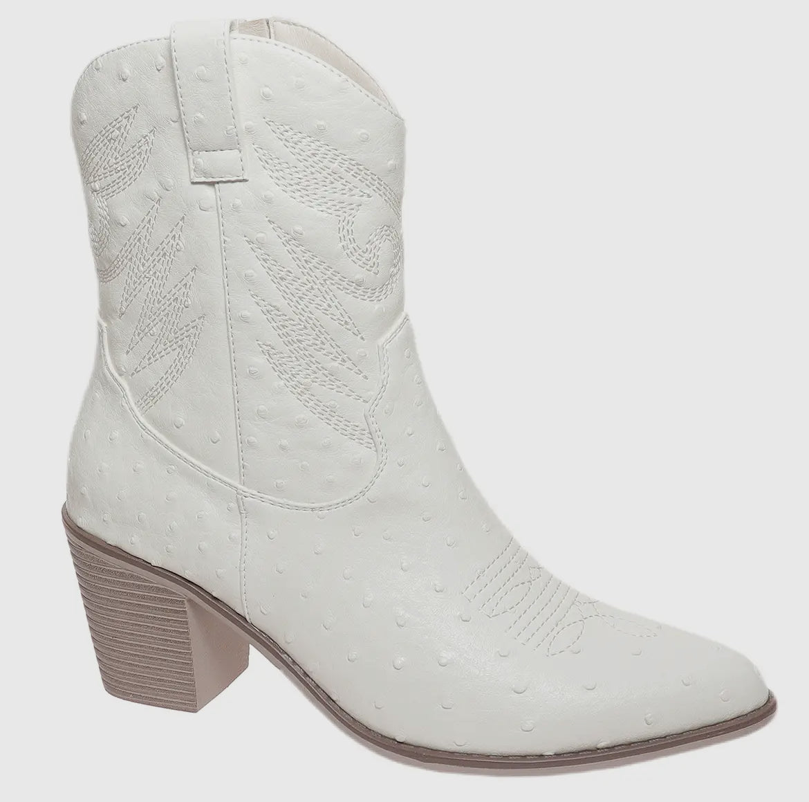 Megan Ivory Faux Ostrich Short Boots