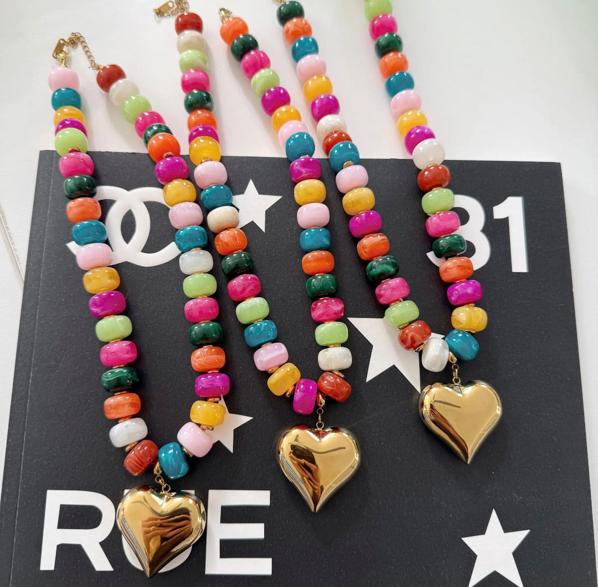 Chansuttpearls Colorful Beaded Bubble Heart Necklace