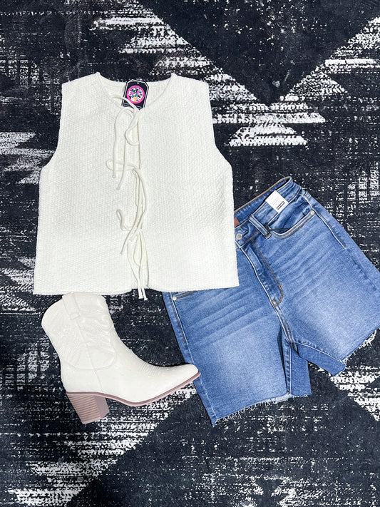 Ivory Tie Front Vest