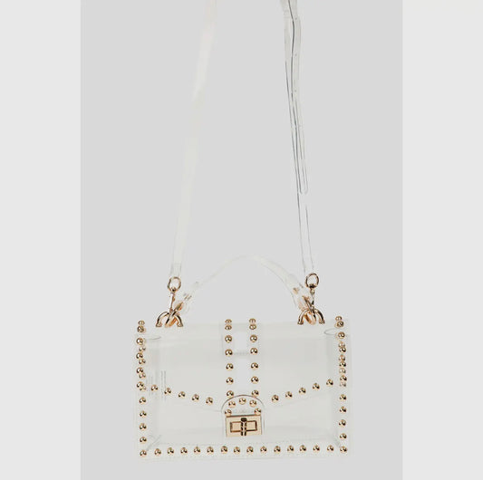 Gold Studded Clear Handbag