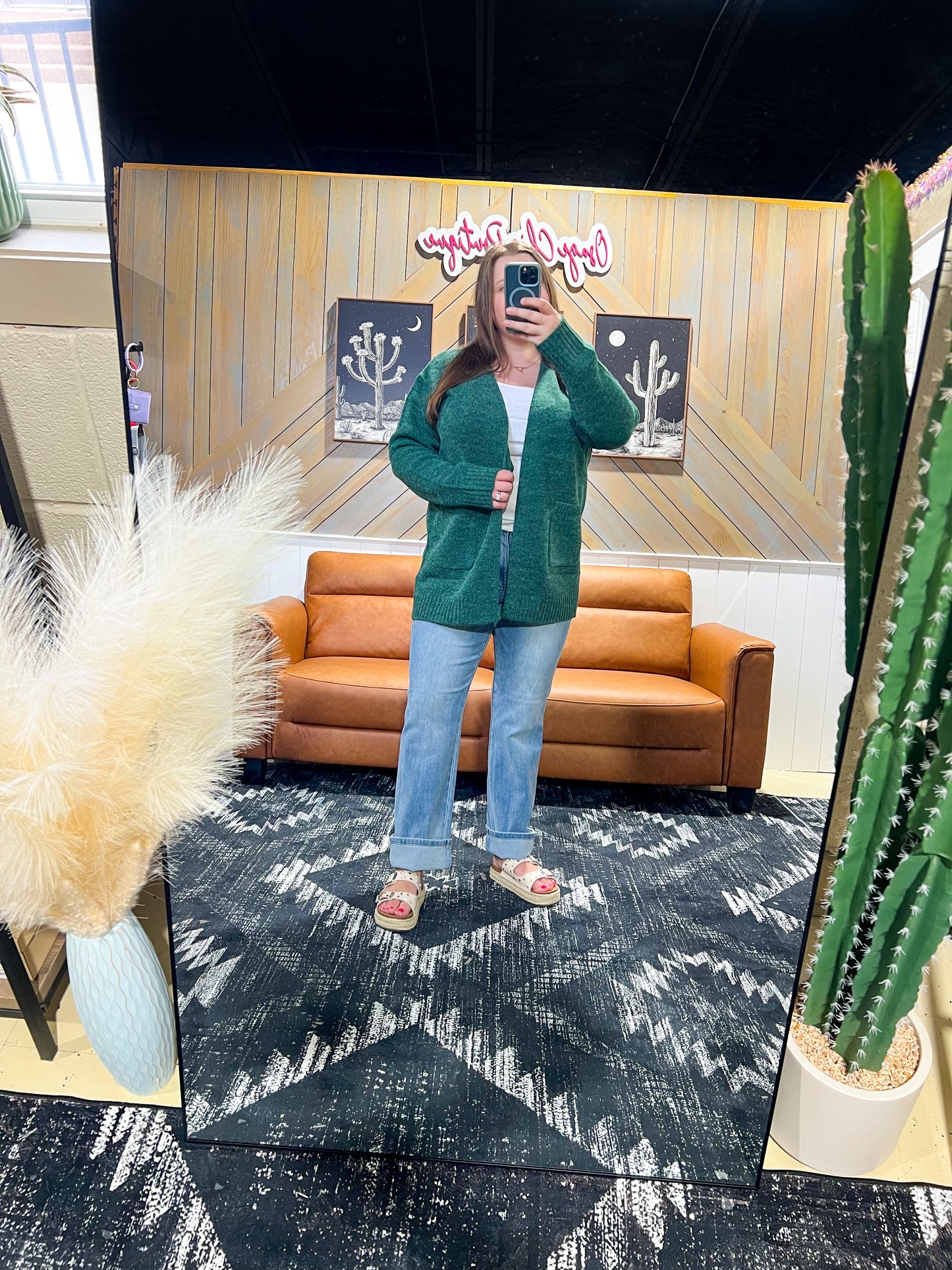 Dark Green Sweater Cardigan