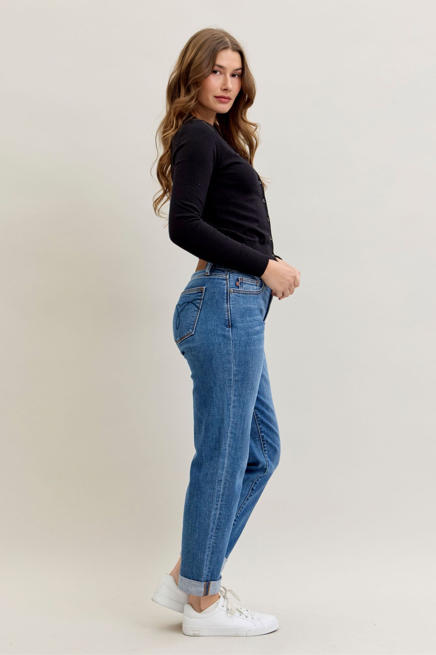 Judy Blue Heather Mid-Rise Boyfriend Fit Jeans (JB 82685)