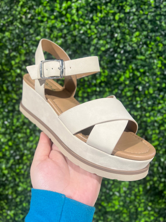 Soda Clever Beige Wedge Sandals