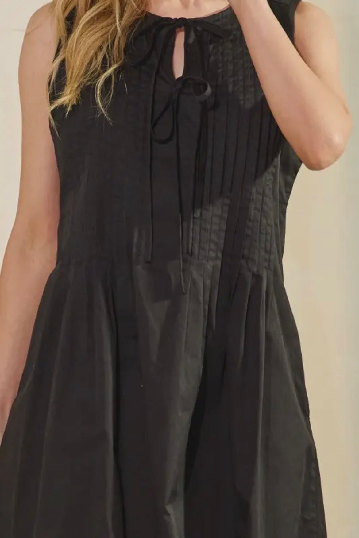 Black Pleated Bodice Dress