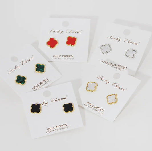 Enamel Clover Stud Earrings