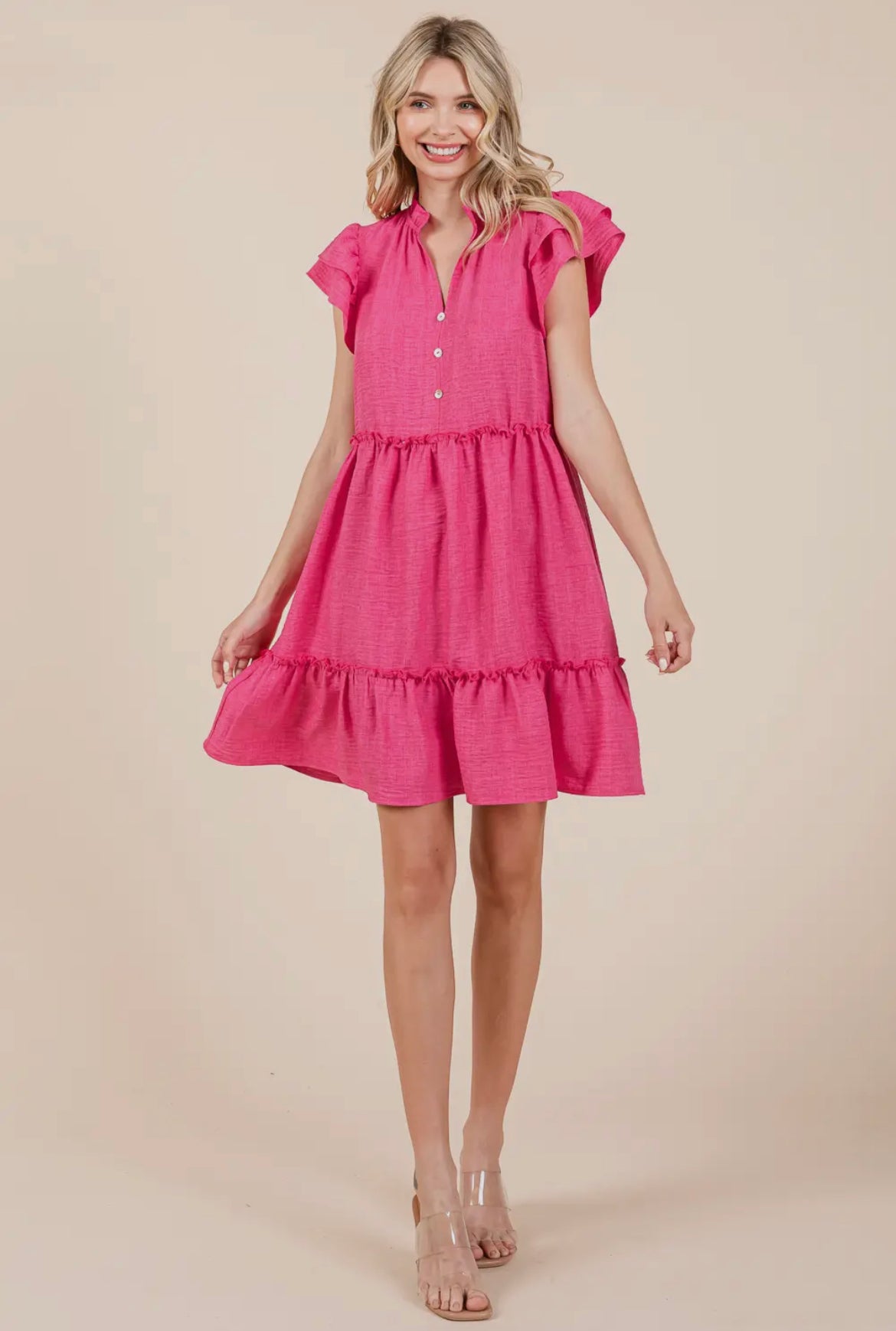 Fuchsia Tiered Babydoll Dress