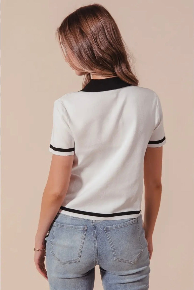 Coco Classic Knit Button Down Top