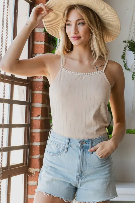 Taupe Ribbed Tank Top