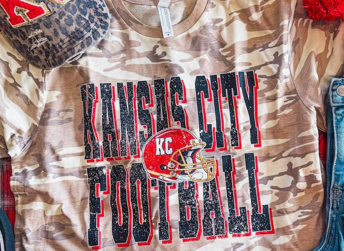 Camo KC Football Tee