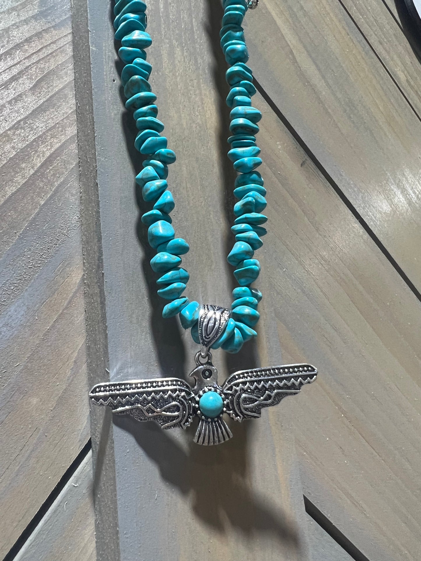 Turquoise Strand Thunderbird Necklace + Stud Earrings Set