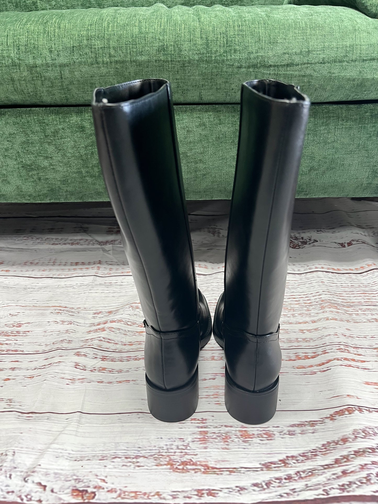 Belvin Black Tall Faux Leather Boots