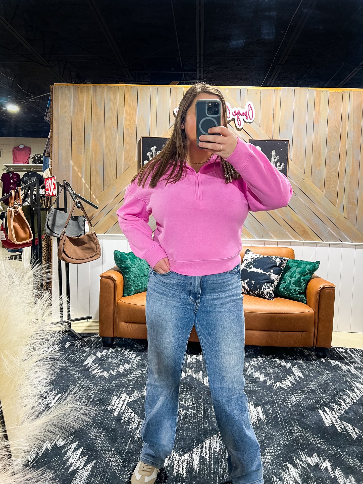 Candy Pink Half Zip Pullover