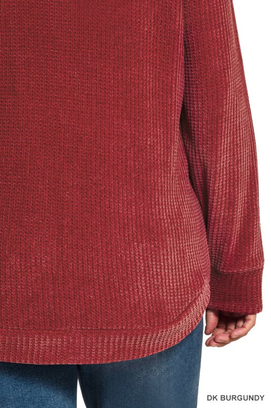 Burgundy Chenille Waffle Knit Sweater