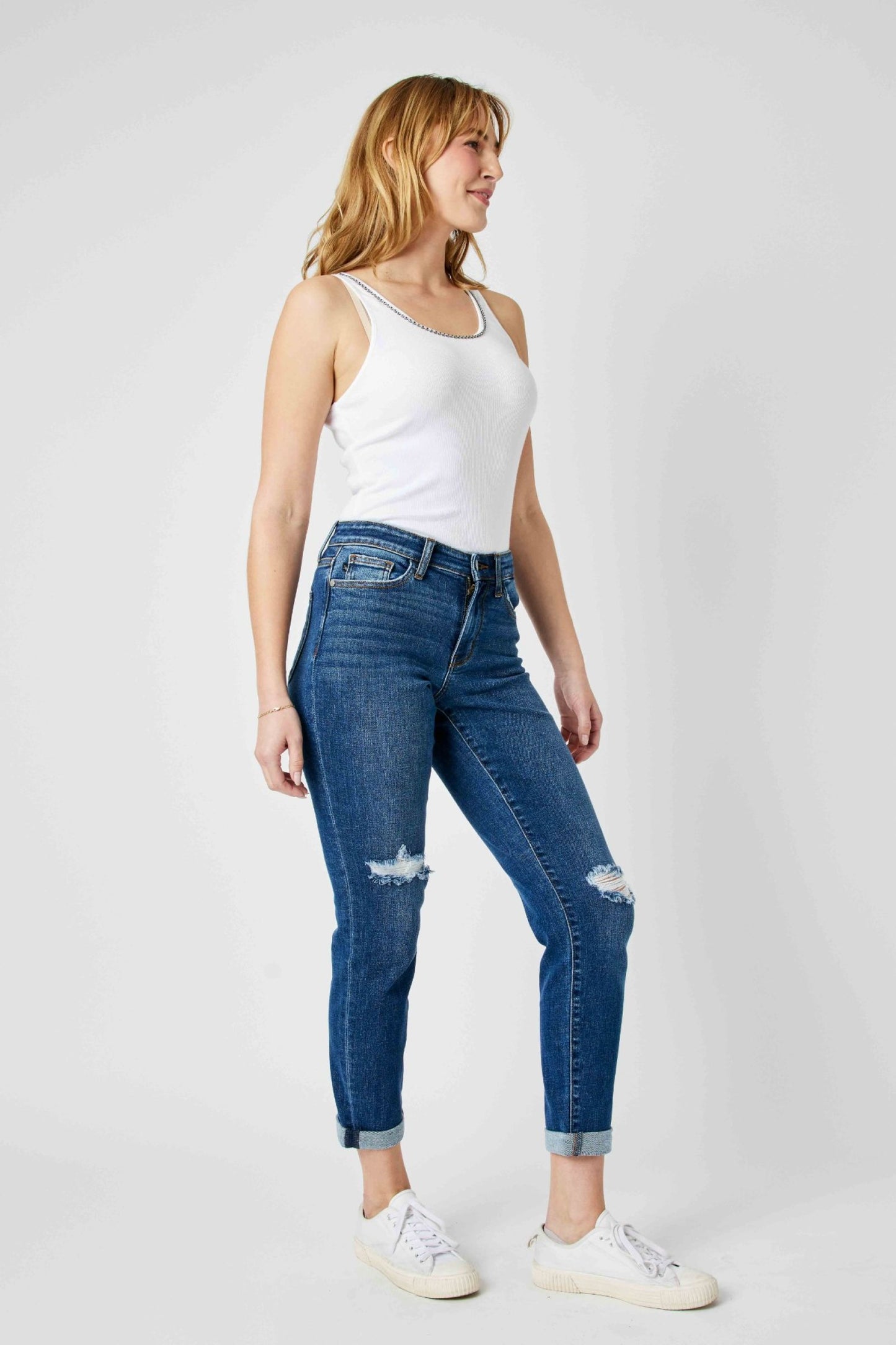 Judy Blue Caroline Mid-Rise Distressed Jeans (JB 82607)