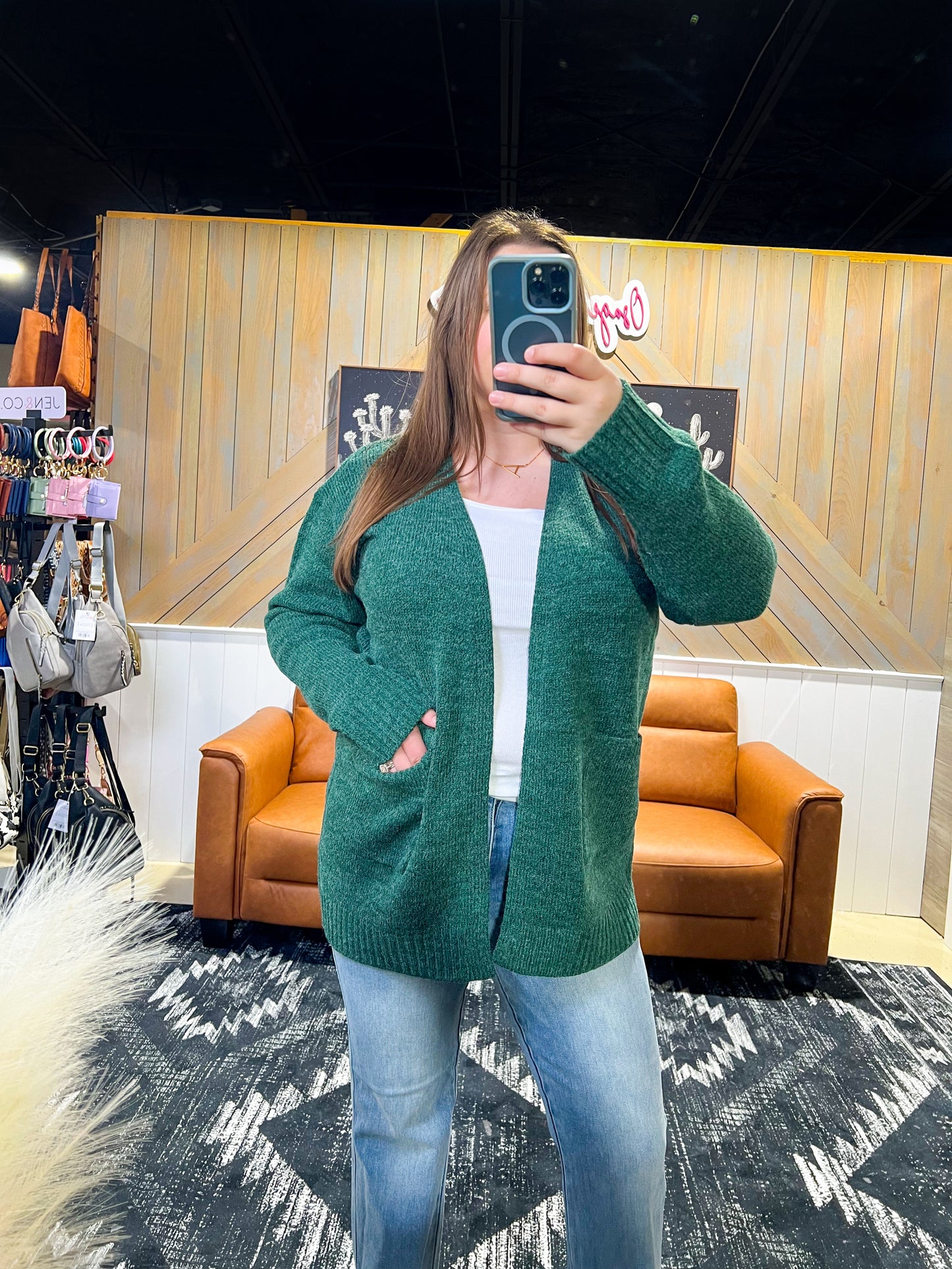 Dark Green Sweater Cardigan