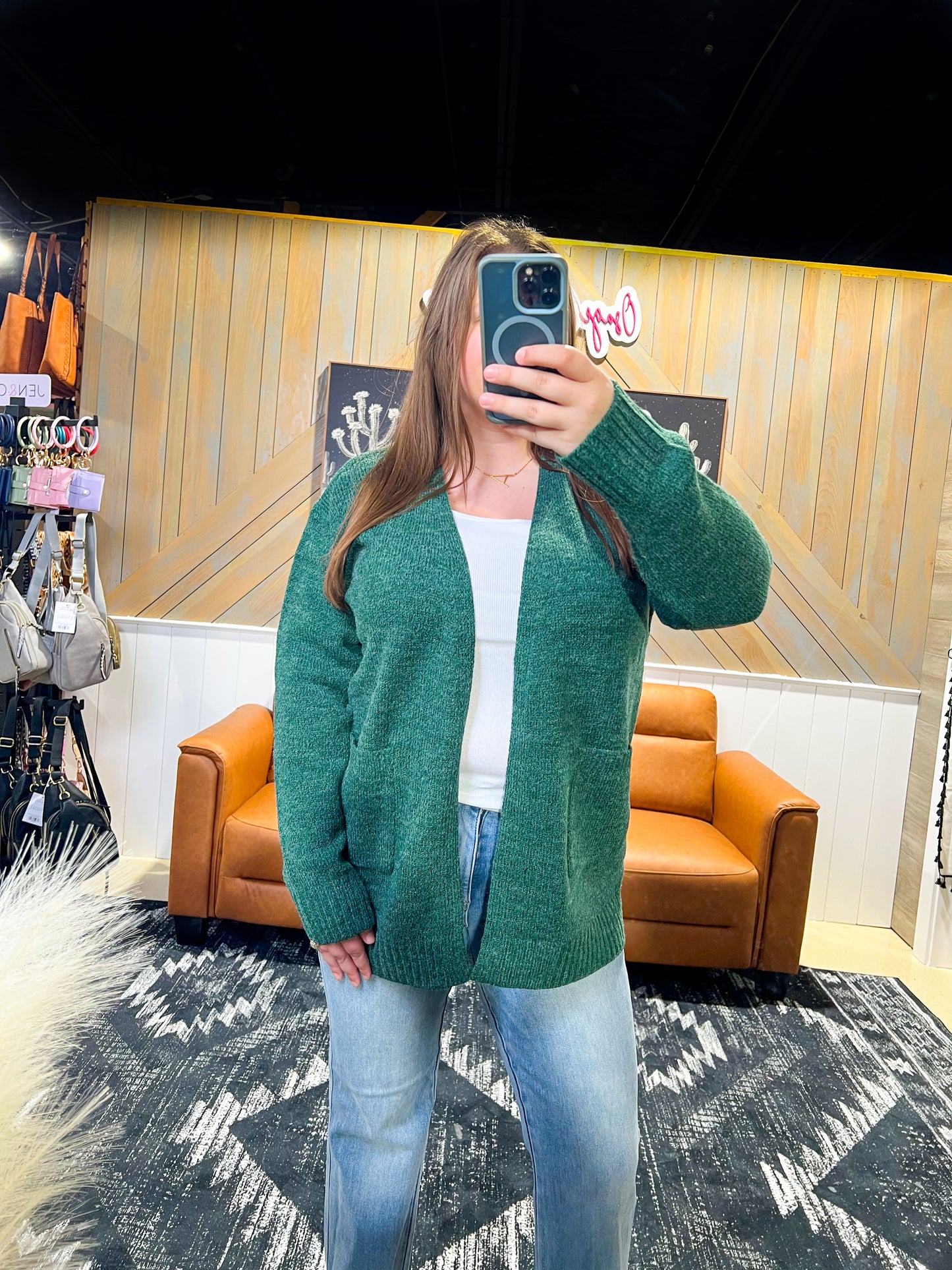 Dark Green Sweater Cardigan