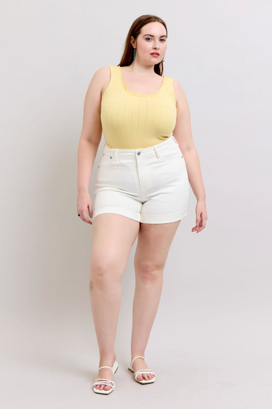 2XL Judy Blue Maggie White High-Rise Denim Shorts (JB 150305)