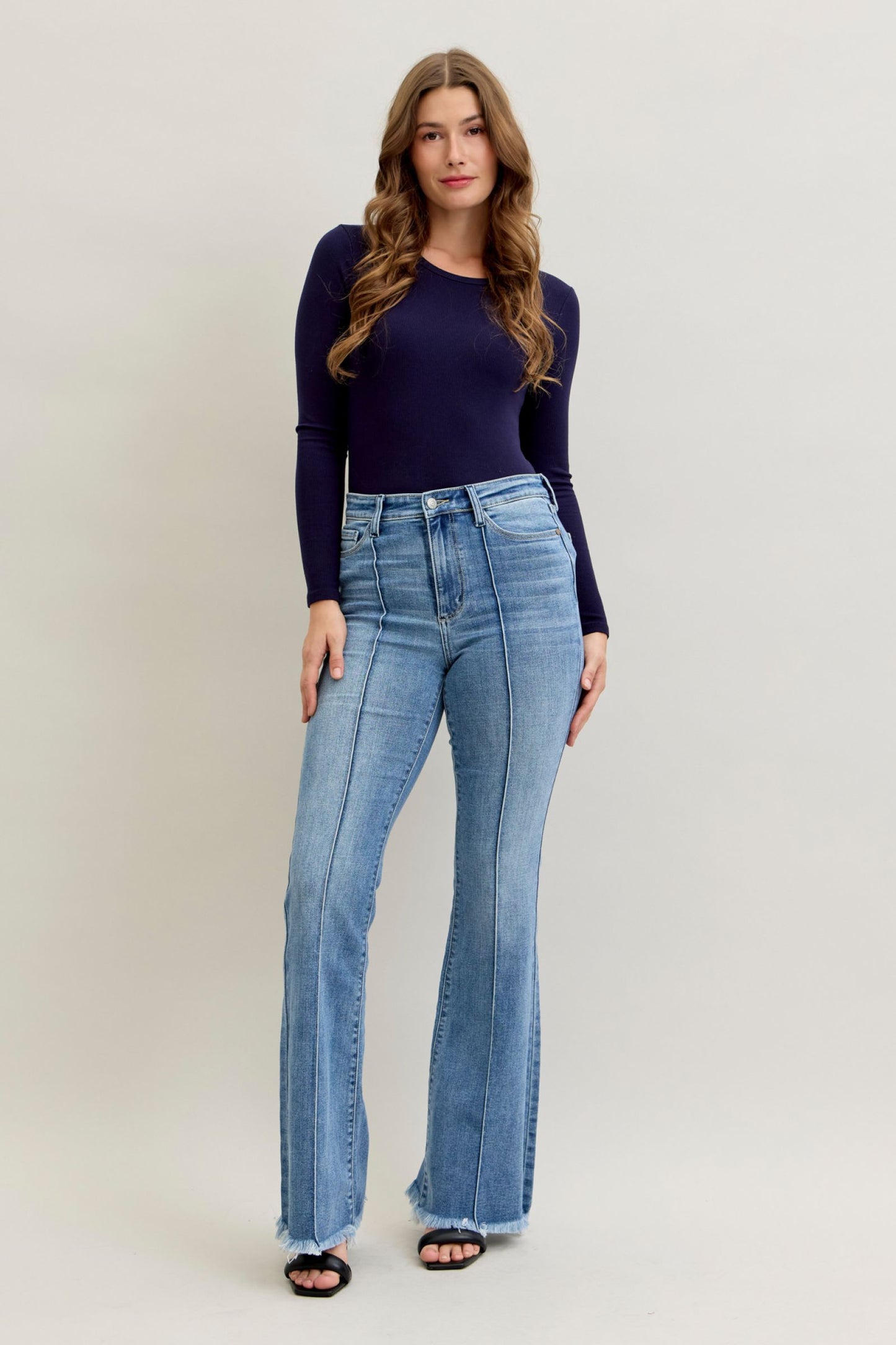 Judy Blue Gracie High Rise Front Pintuck Flare Jeans (JB 82687)