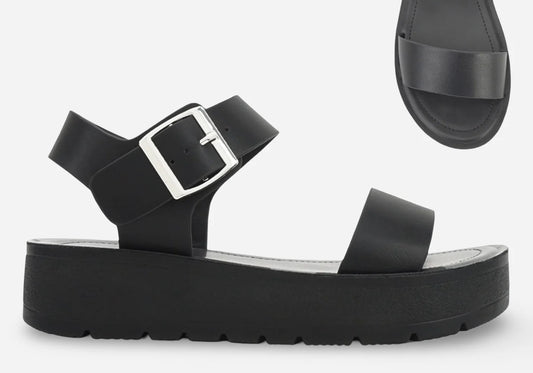 Black Delaney Buckle Platform Sandals