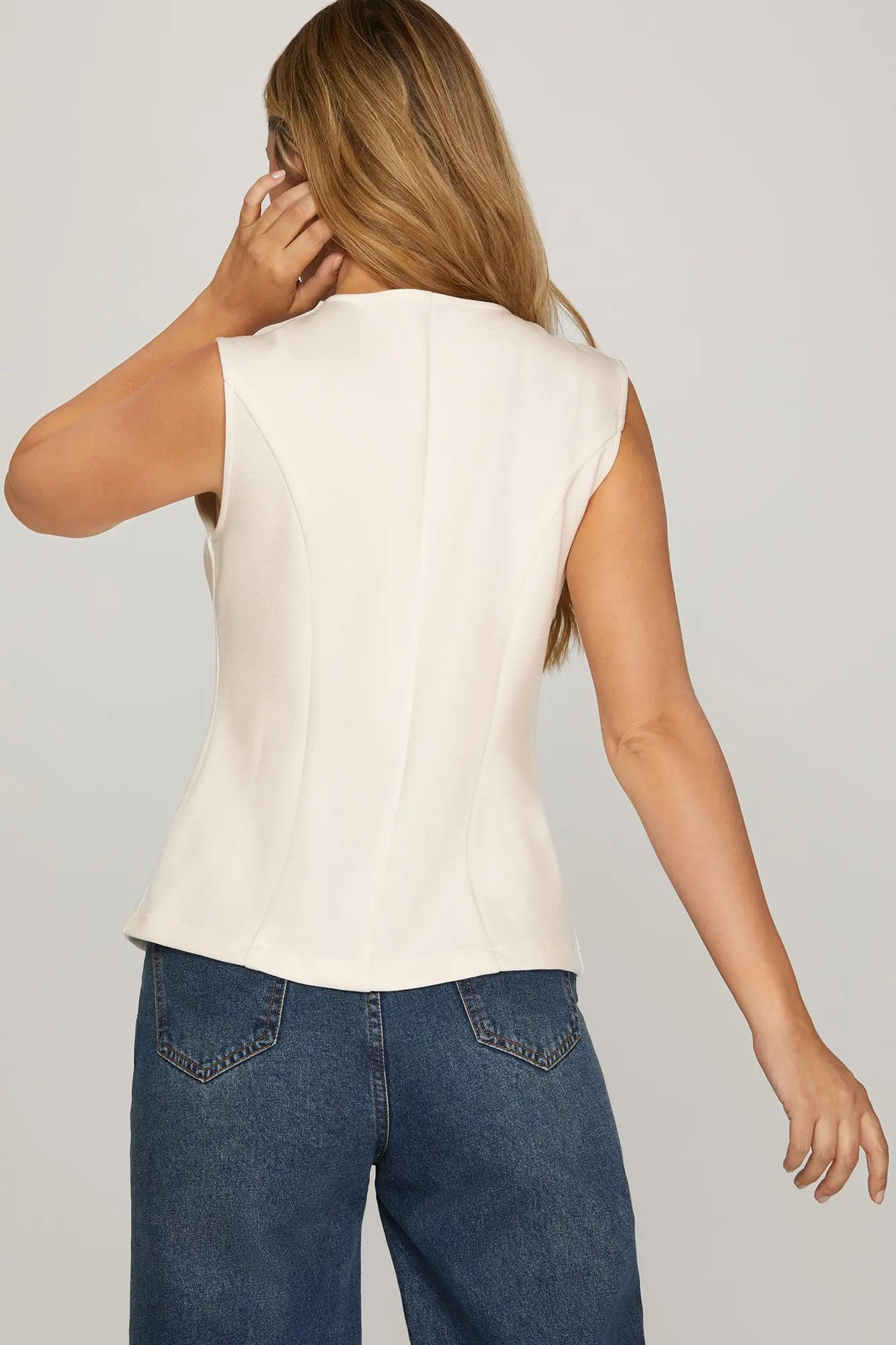 Cream Chic Button Front Vest Top
