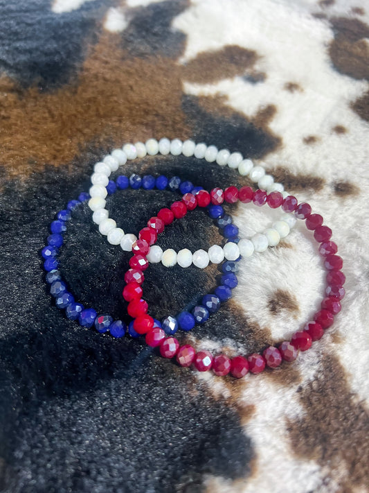 Patriotic Crystal Beaded Bracelet Set
