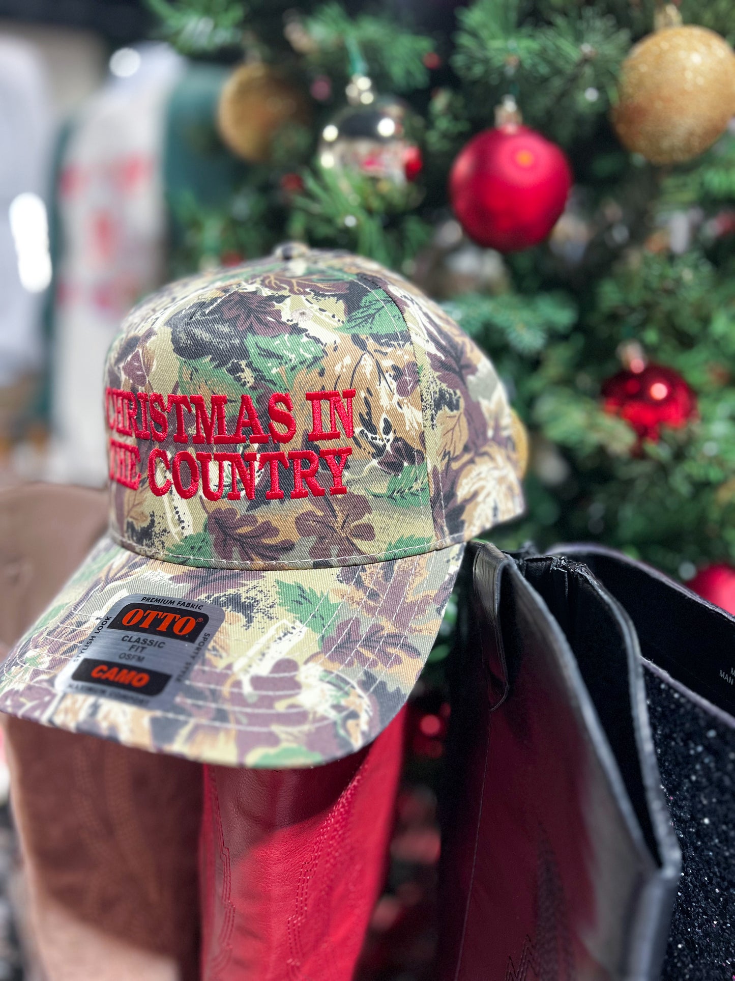 Christmas in the Country Camo Embroidered Trucker Hat