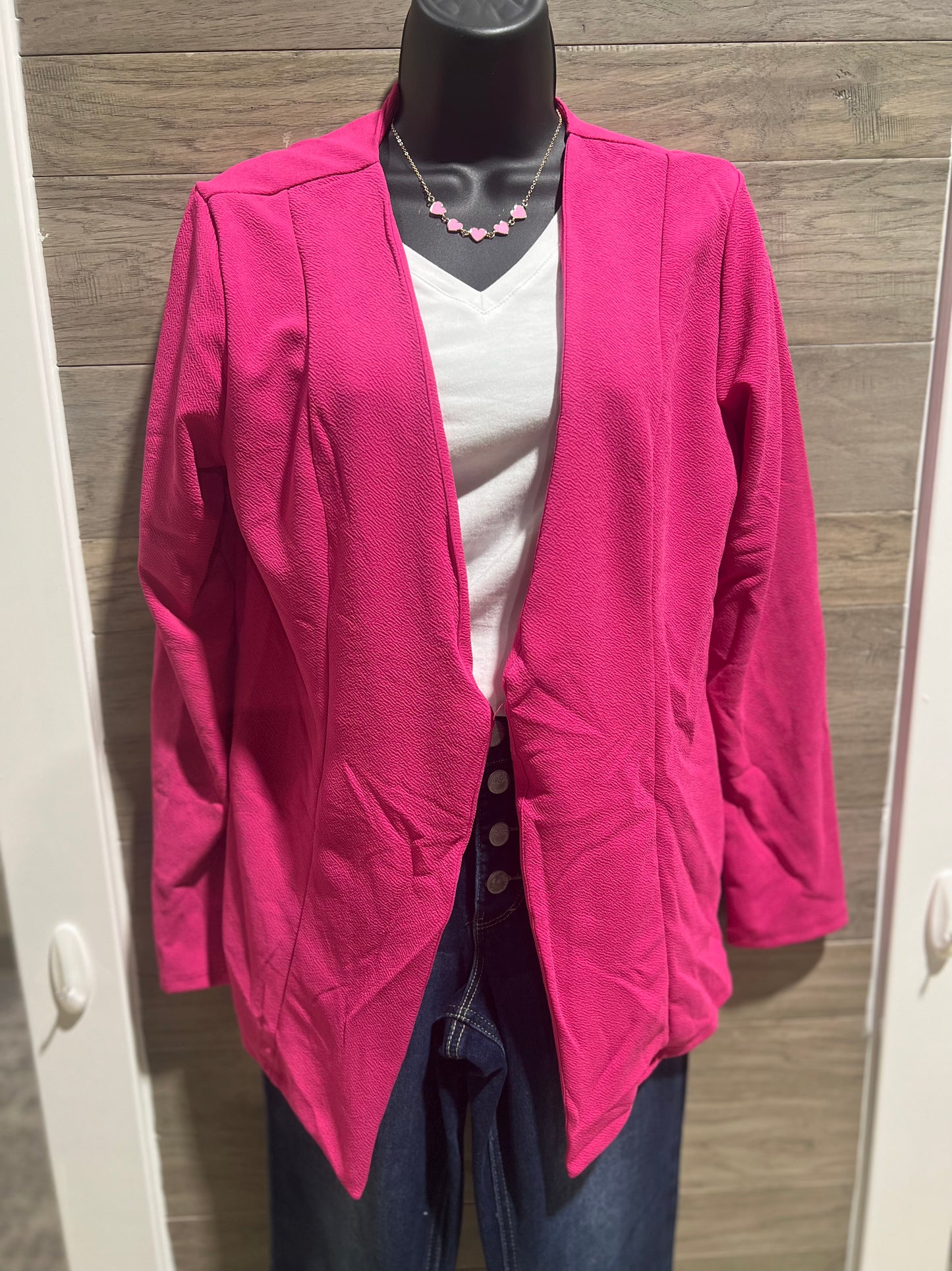 Fuchsia Open Front Blazer