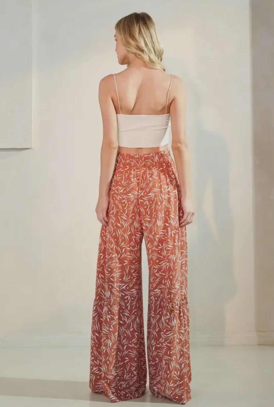 Rust Printed Wide Leg Pants