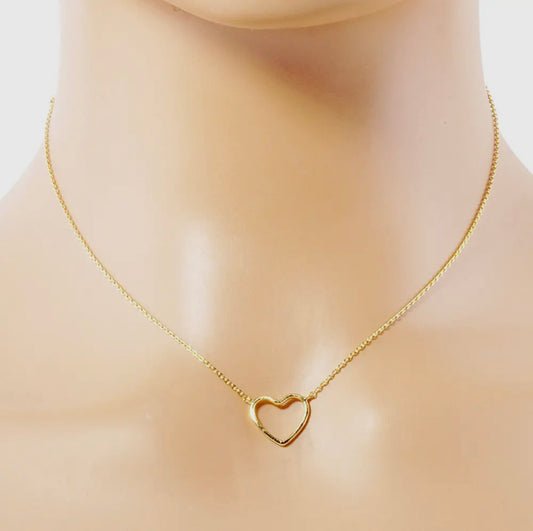 Gold Open Heart Pendant Necklace