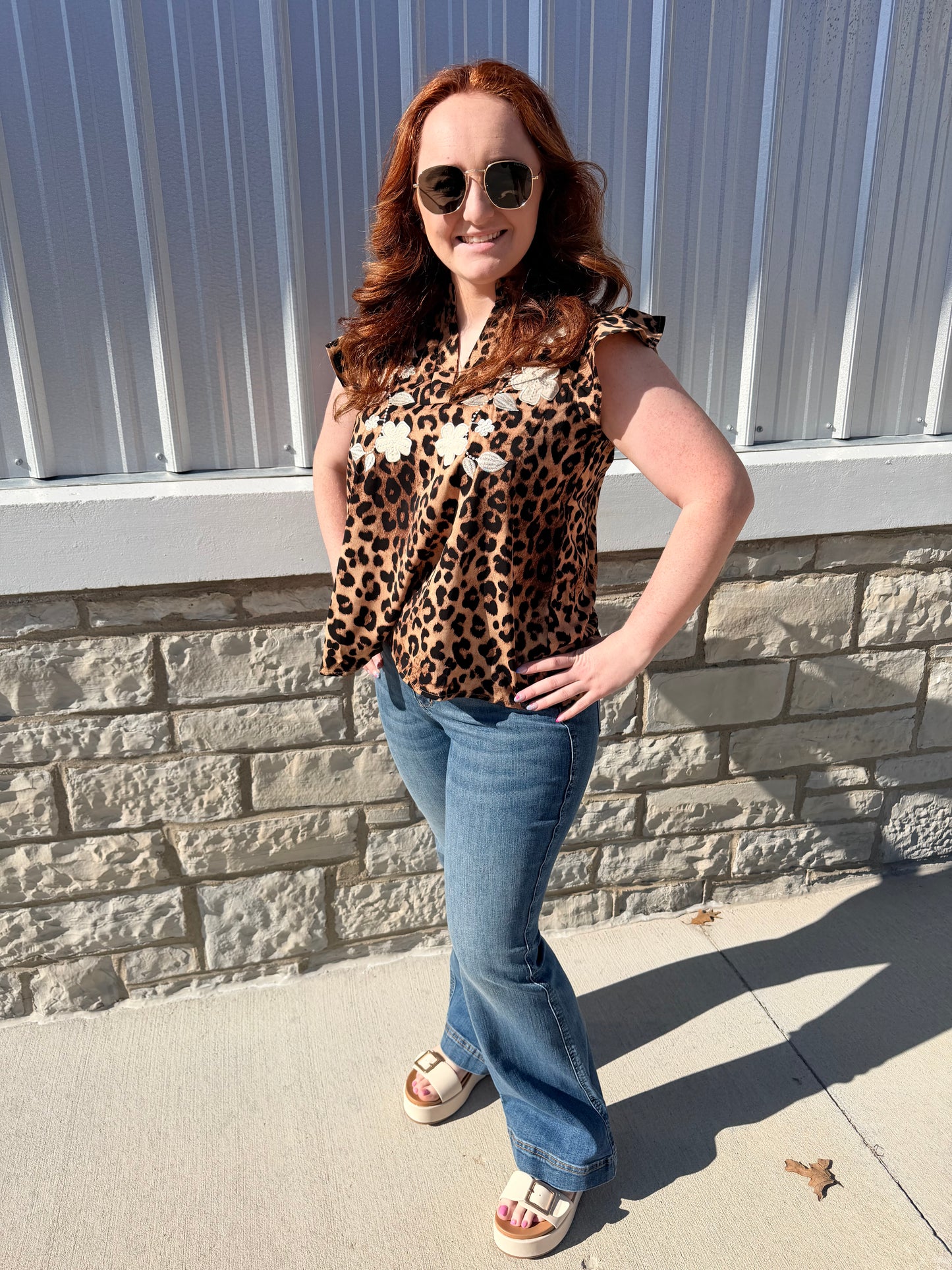 Leopard + Floral Appliqué Top