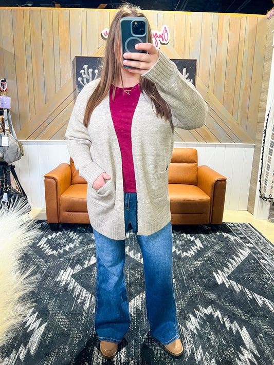 Heather Mocha Sweater Cardigan