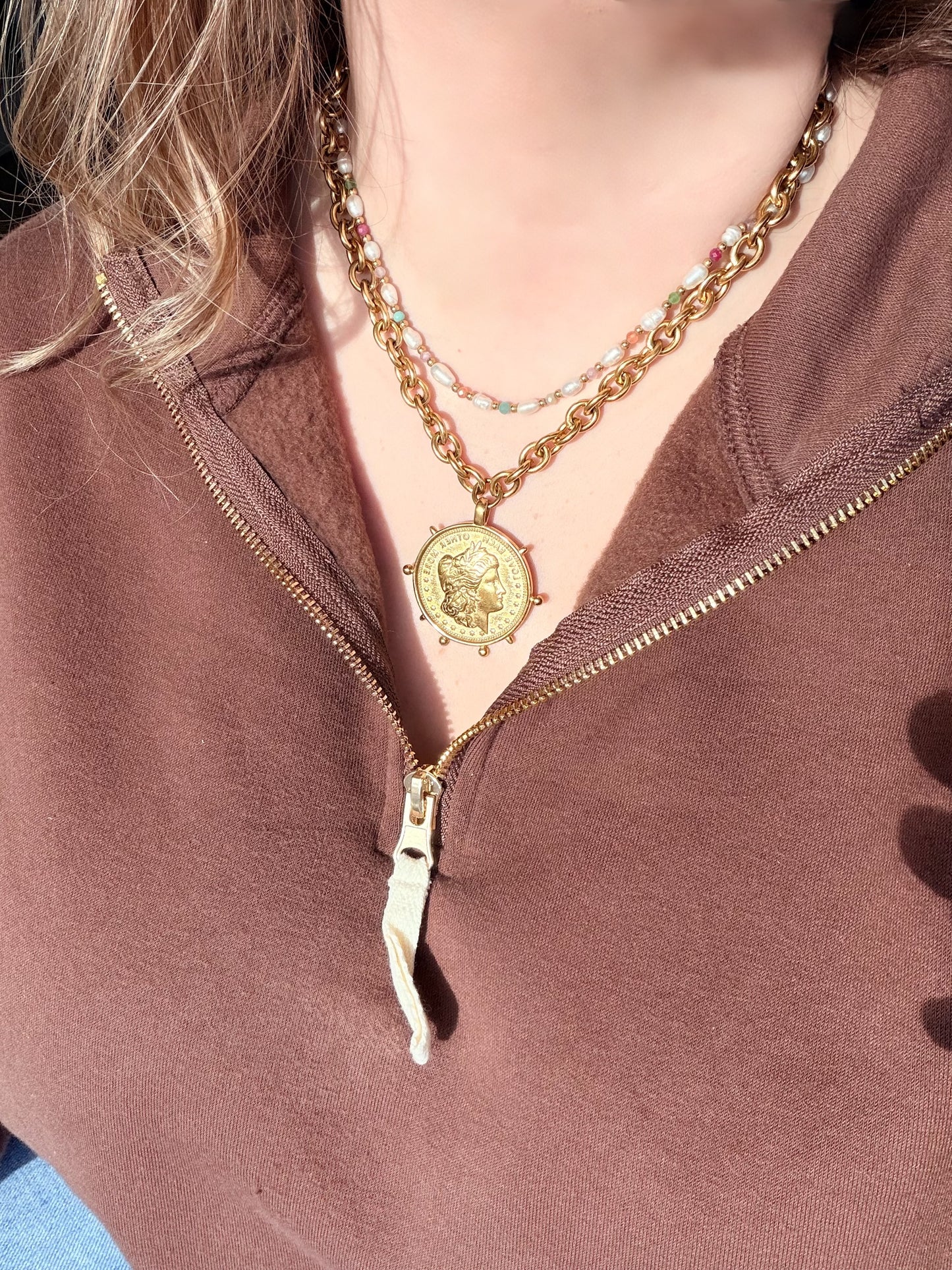 Chansuttpearls Gold Coin Necklace