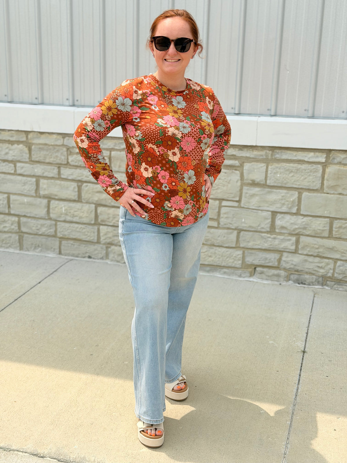 Spice Vintage Floral Long Sleeve Top