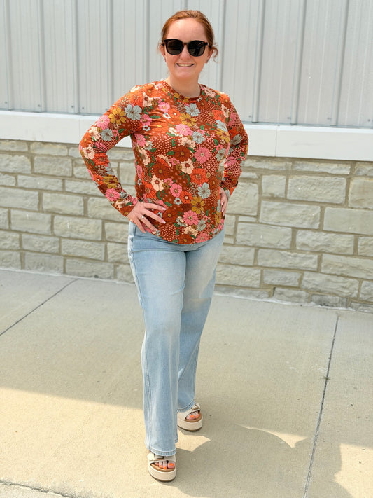 Spice Vintage Floral Long Sleeve Top