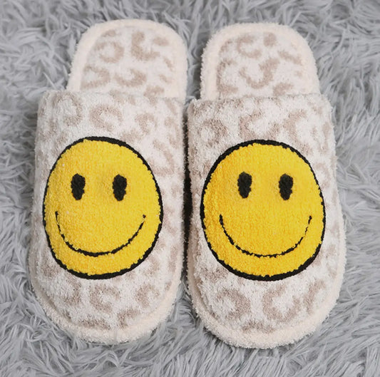 Cheetah Happy Face Slippers