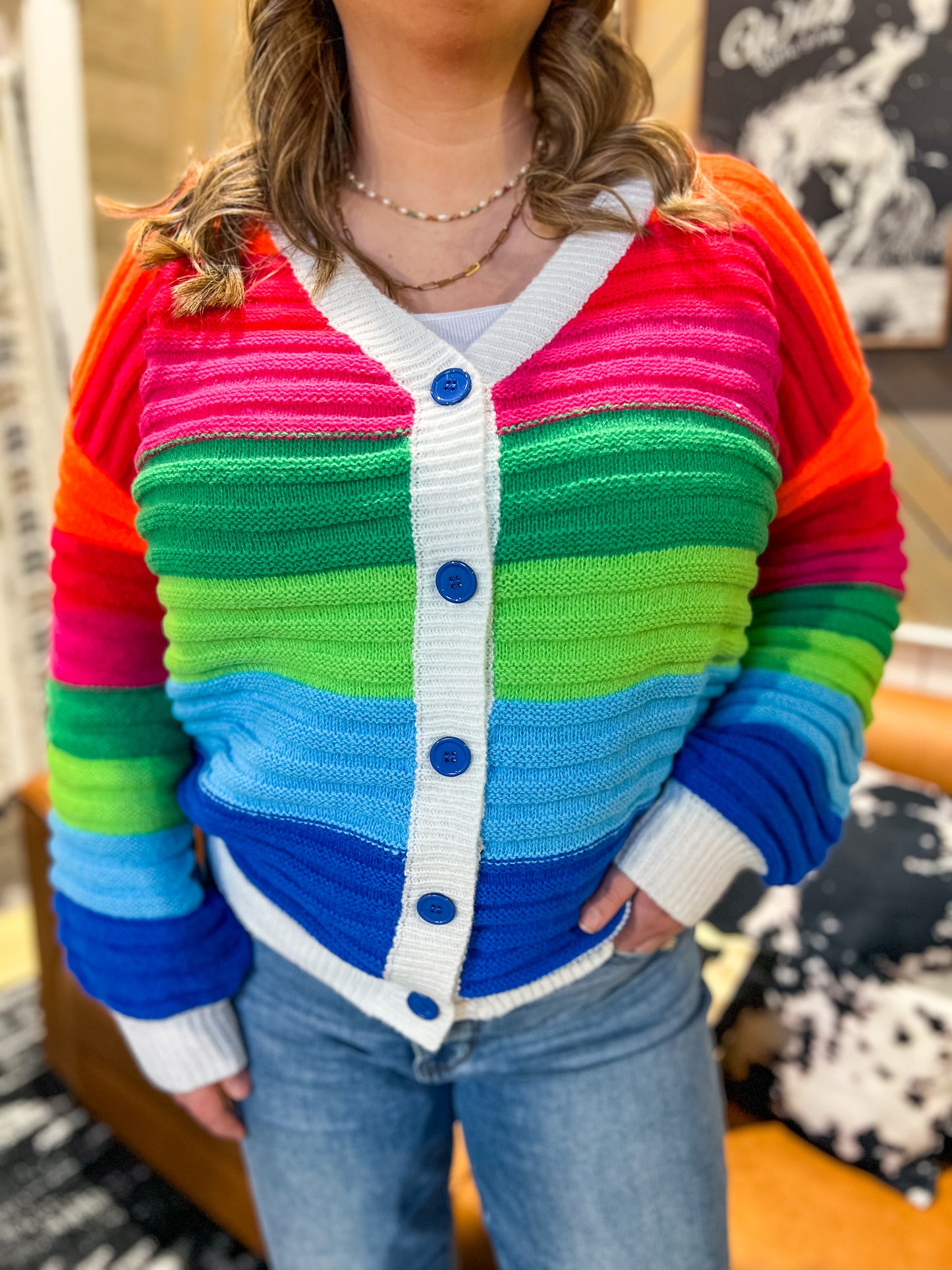 Vibrant Stripes Colorful Cardigan