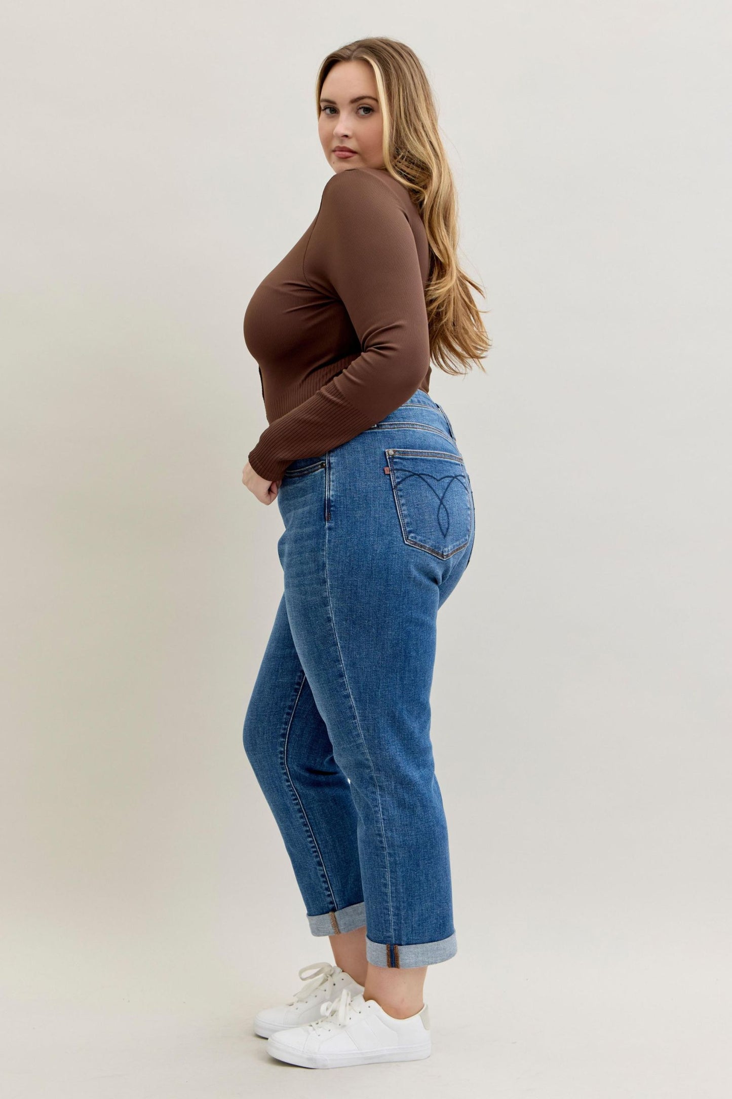 Judy Blue Heather Mid-Rise Boyfriend Fit Jeans (JB 82685)