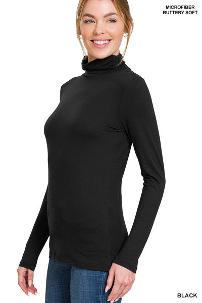 Black Solid Turtleneck