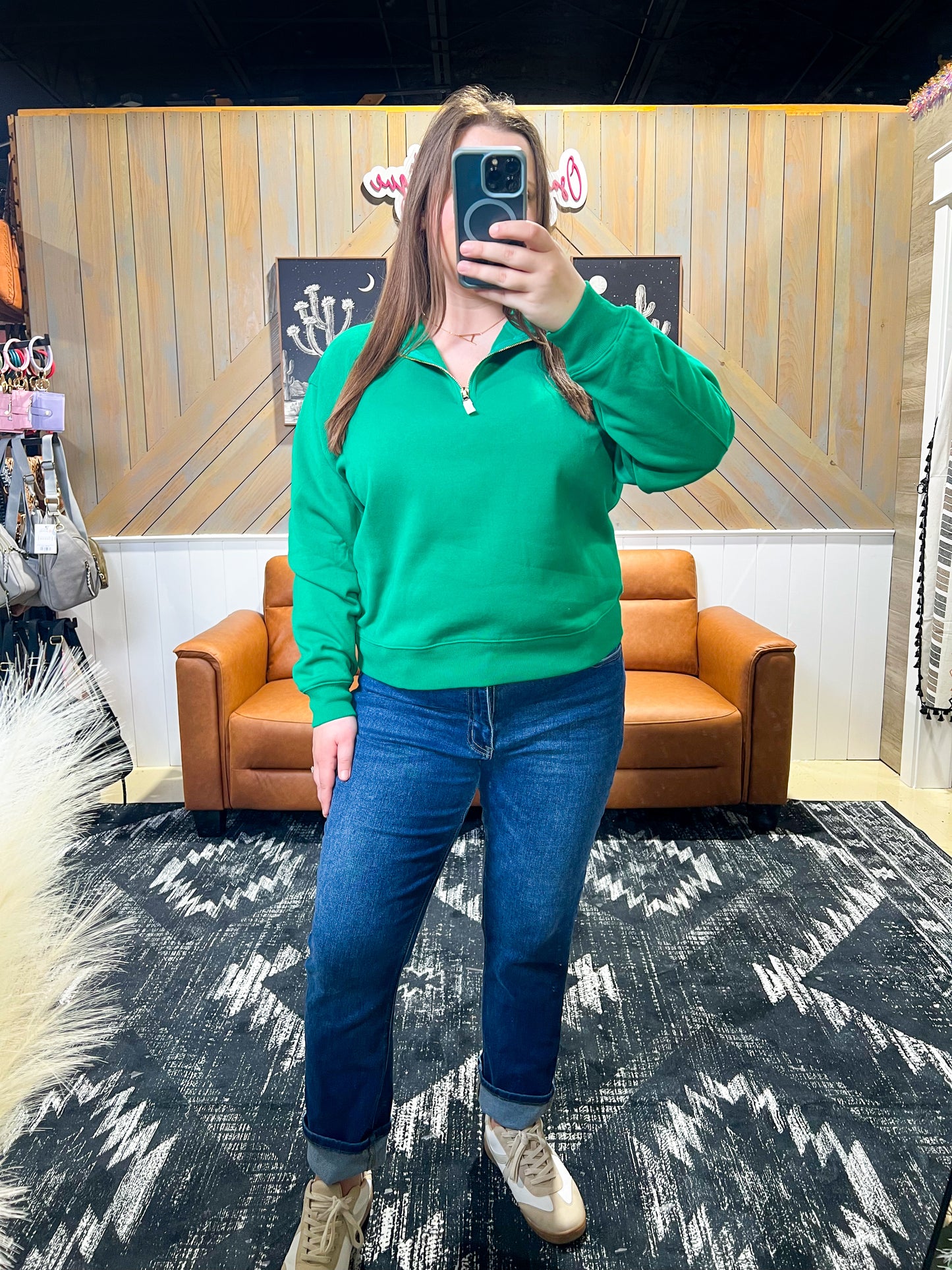 Kelly Green Fleece 1/4 Zip Pullover