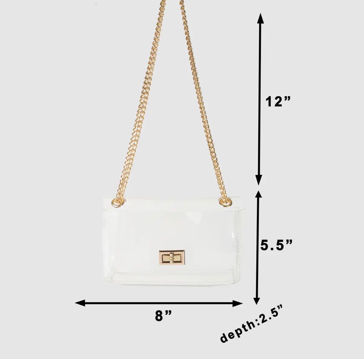 Gold Chain Clear Turn Lock Handbag