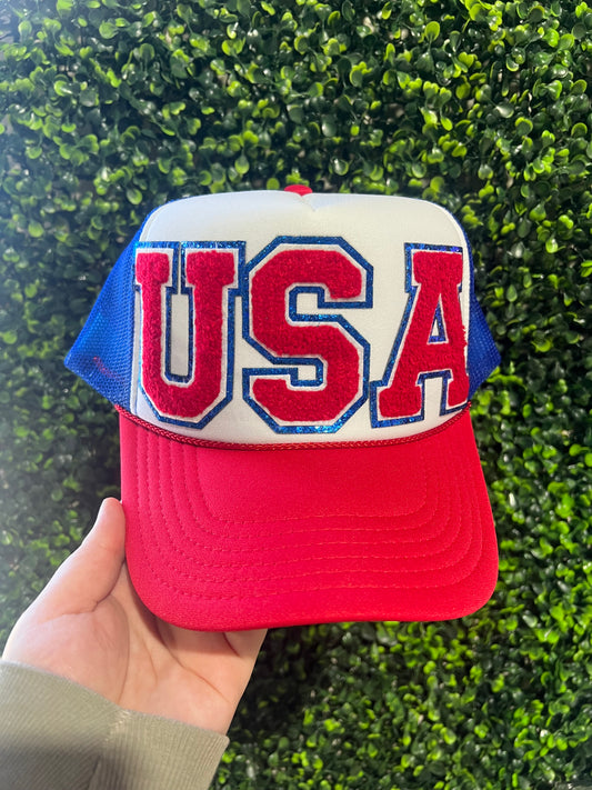 USA Chenille Letters Trucker Hat