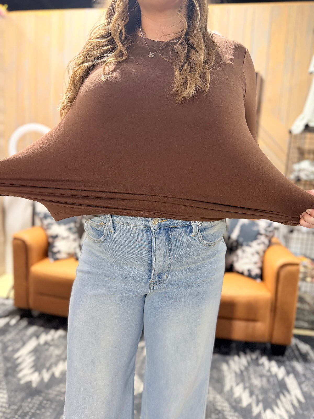 Brown Microfiber Long Sleeve