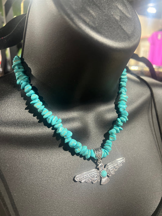 Turquoise Strand Thunderbird Necklace + Stud Earrings Set