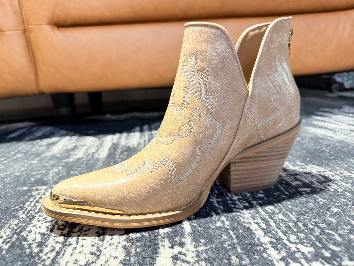 Taupe Blaize Western Embroidered Booties